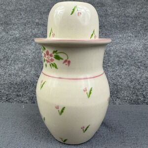 Vintage 1985 Ceramic Teleflora Bedside Carafe w/Water Cup Tumble-Up Tulip design